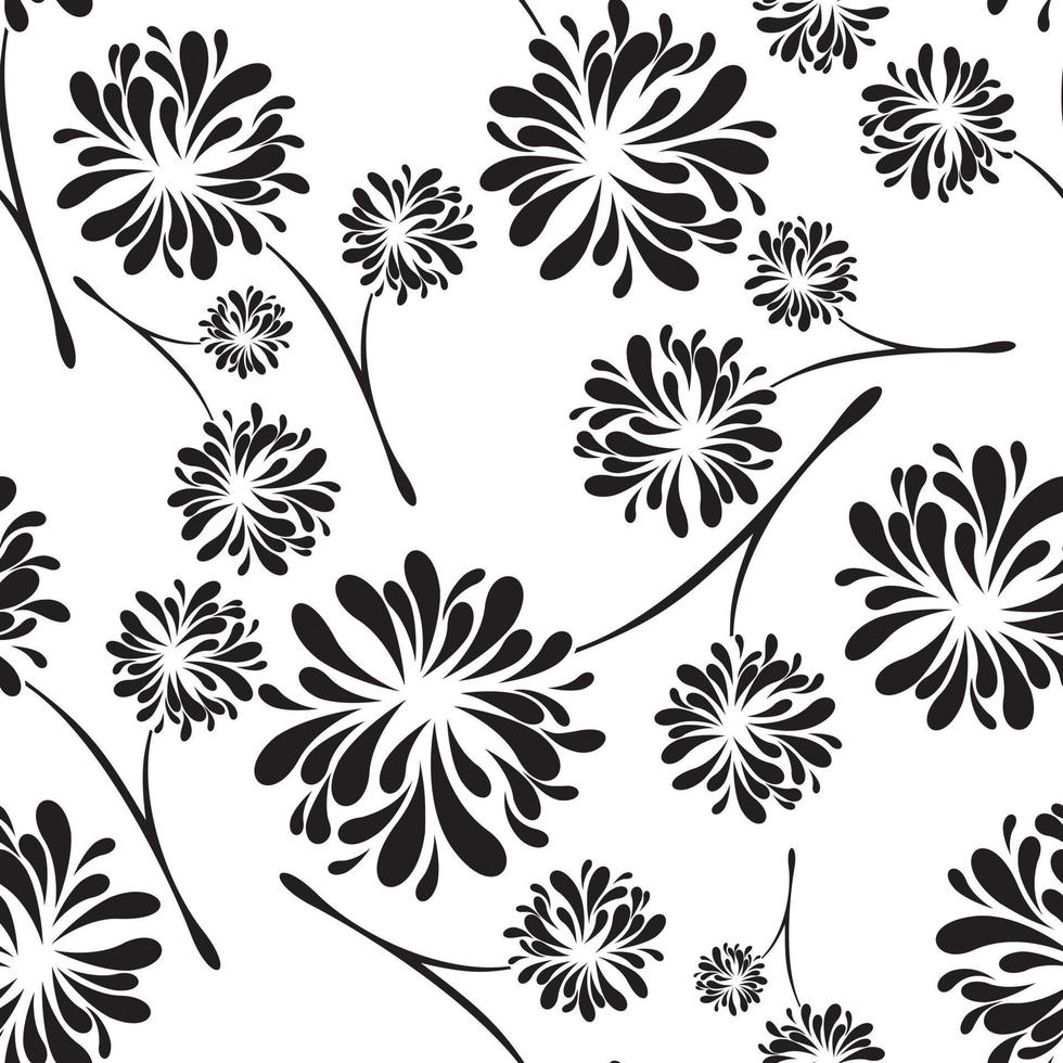 padrão sem emenda com crisântemos, padrão floral japonês em fundo branco vetor