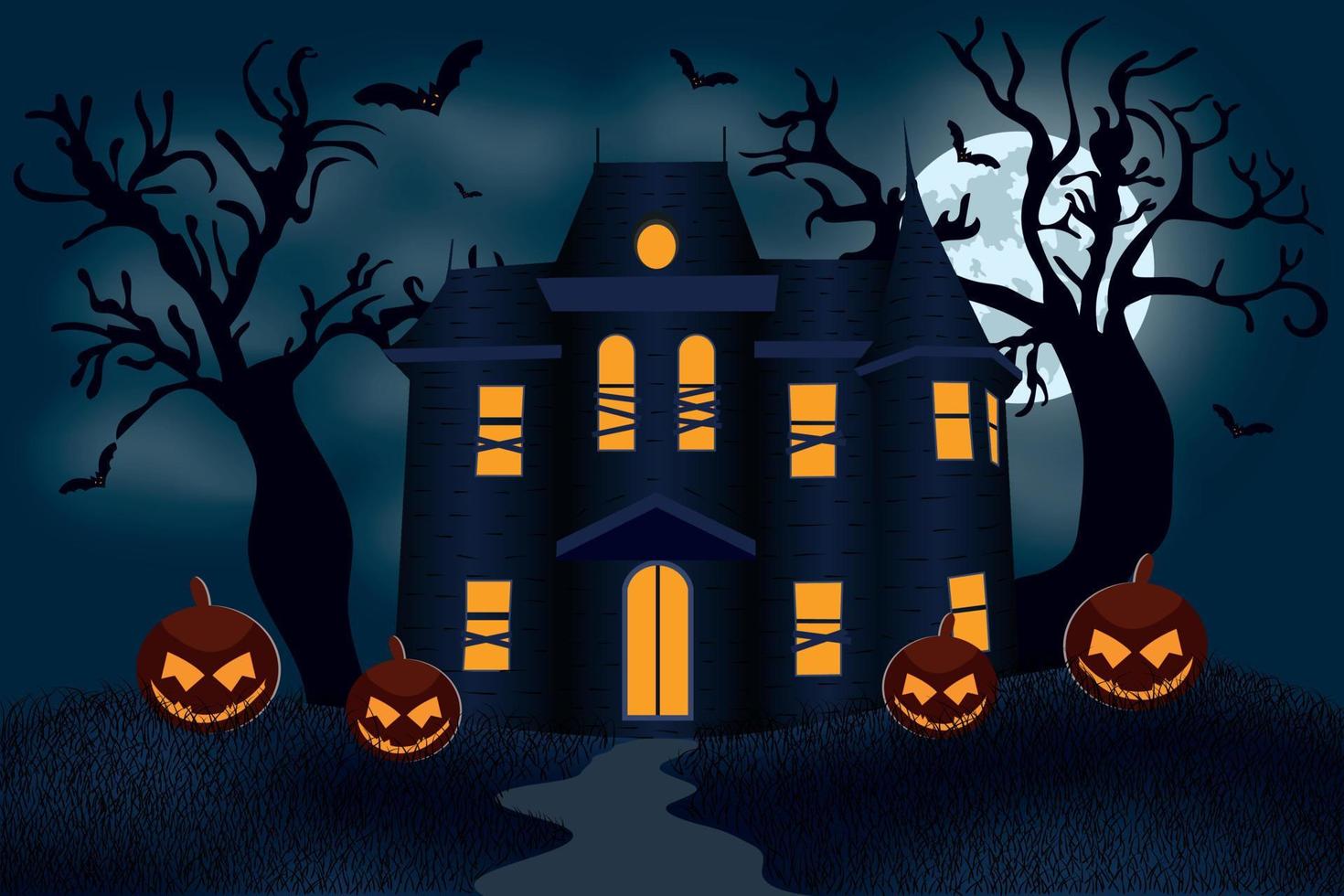 fundo de noite de halloween feliz com ilustração em vetor conceito horror halloween.