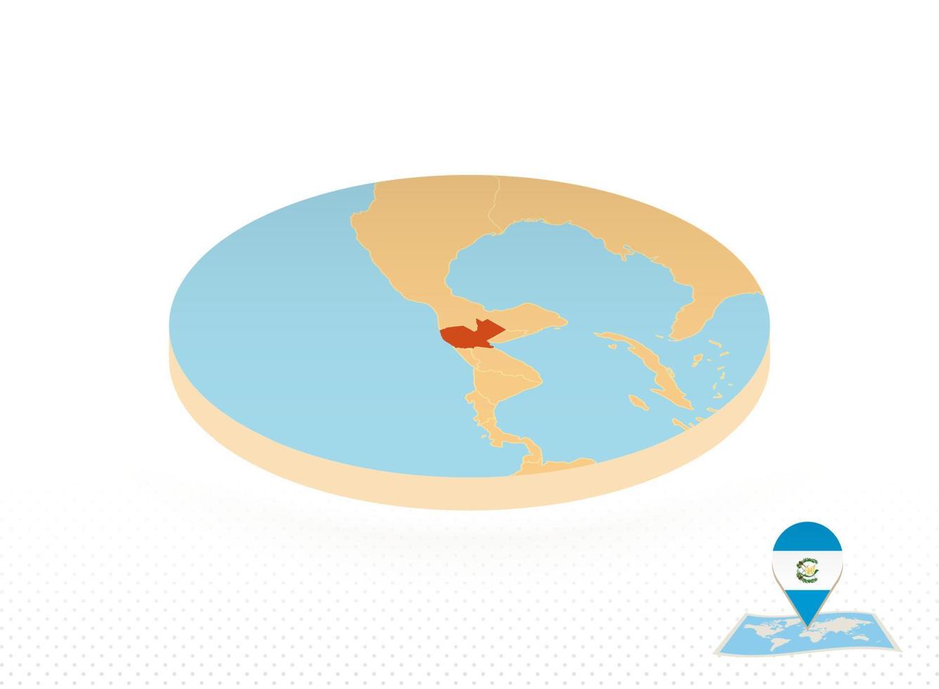 mapa da guatemala projetado em estilo isométrico, mapa de círculo laranja. vetor