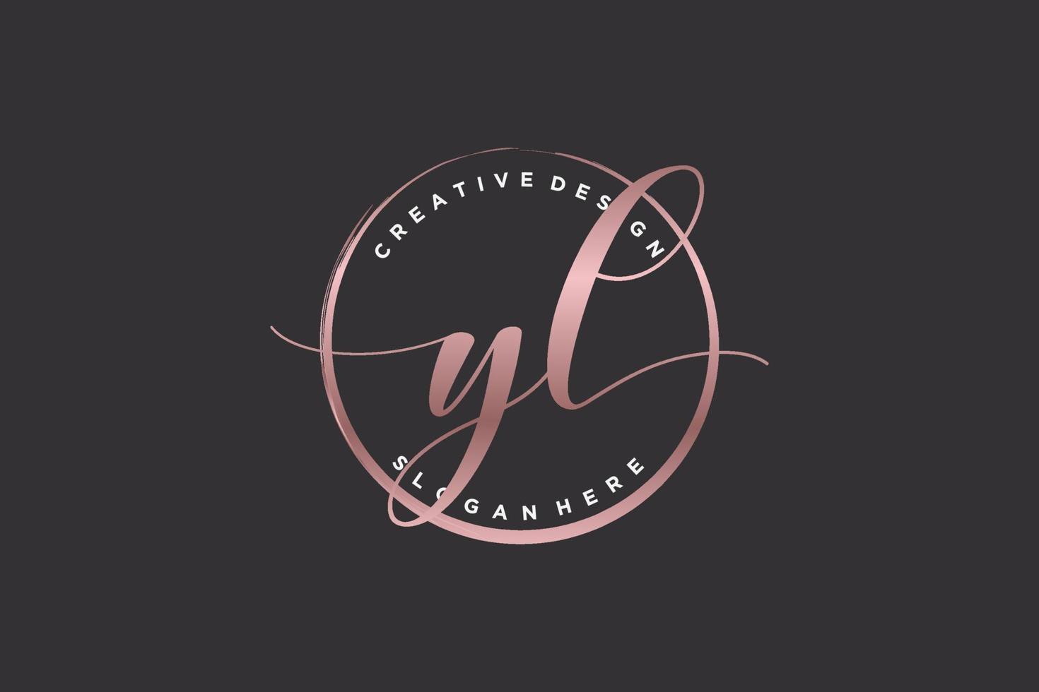 logotipo de caligrafia yl inicial com assinatura de vetor de modelo de círculo, casamento, moda, floral e botânico com modelo criativo.
