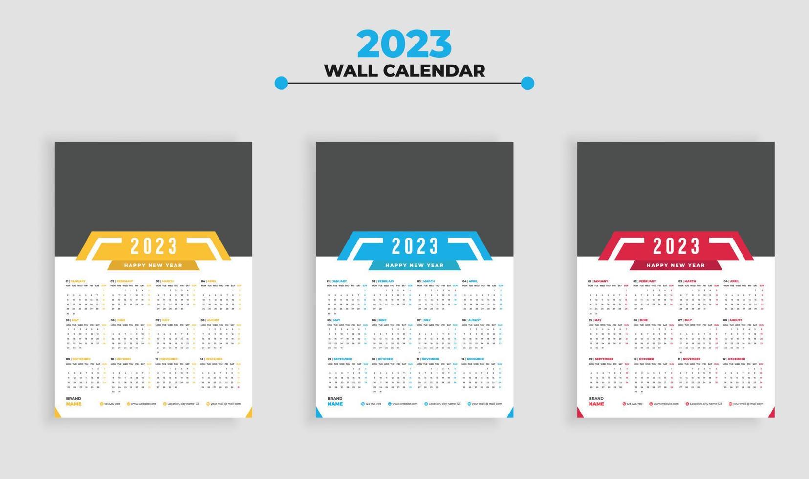 calendário de parede moderno criativo 2023 vetor