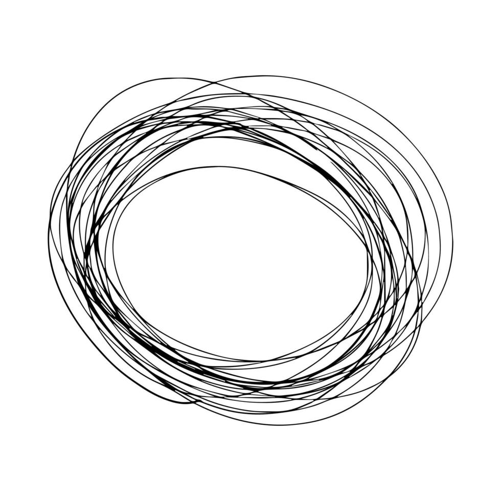 mão desenhada ilustração de círculo de caos de tinta preta. doodle círculo desenhado à mão. vetor
