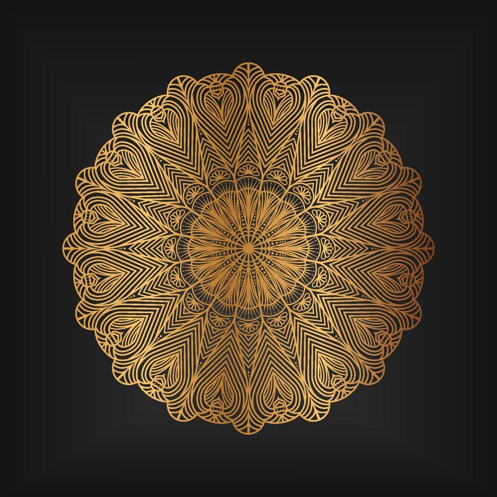 fundo de mandala de luxo com padrão floral na cor dourada vetor