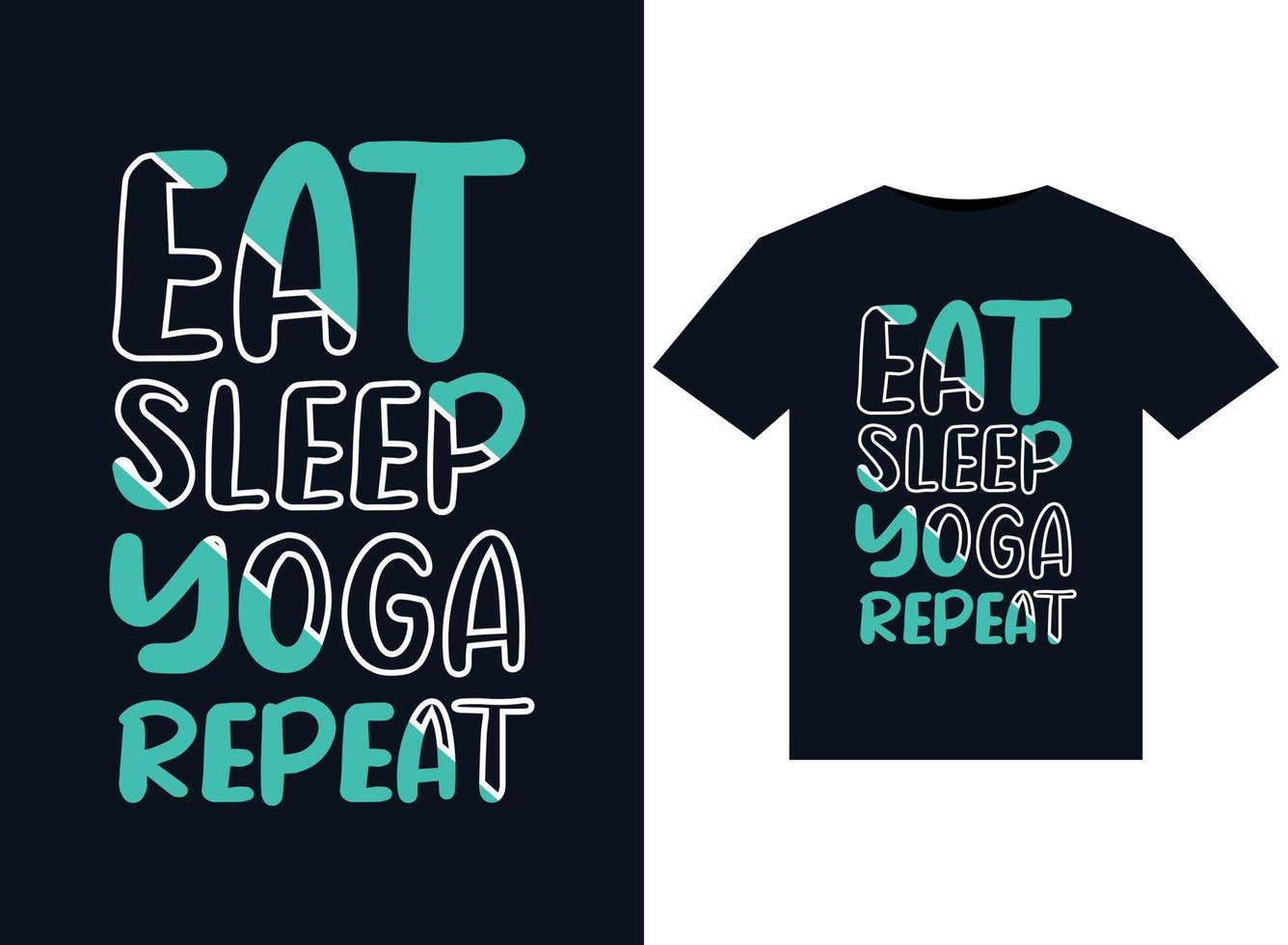 comer ilustrações de repetição de ioga para dormir para design de camisetas prontas para impressão vetor