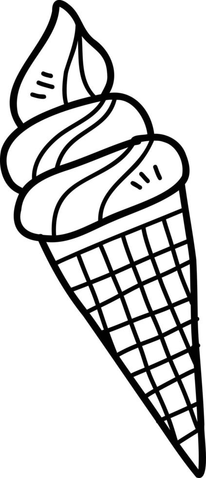 ilustração de casquinha de sorvete desenhada de mão vetor
