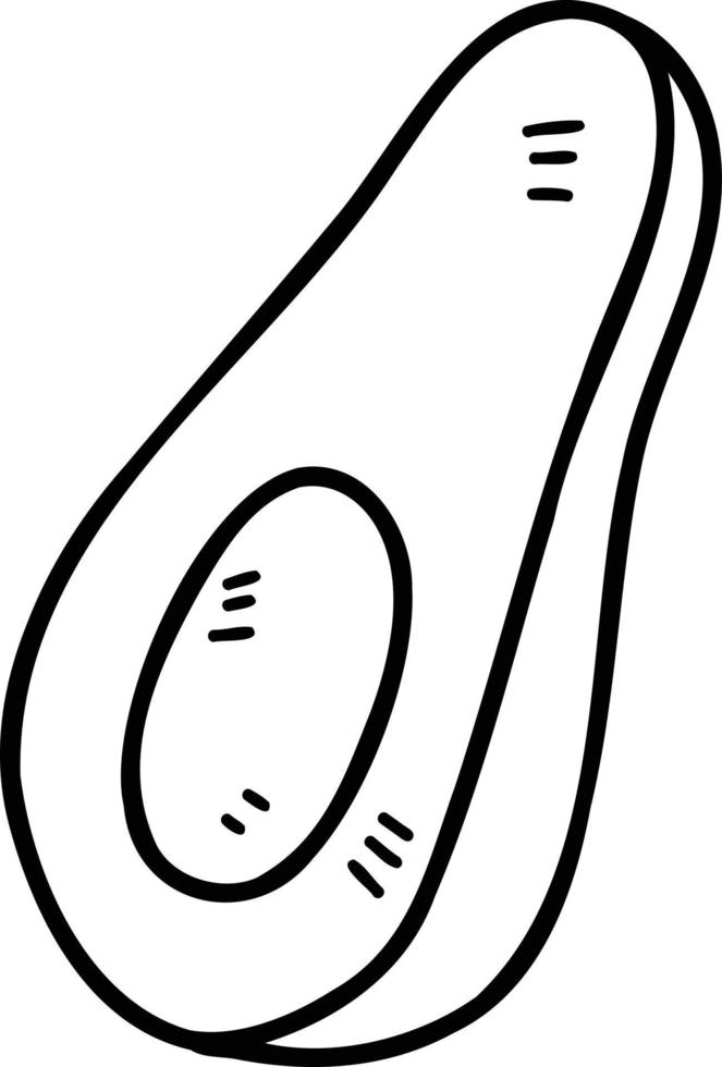 ilustração de abacate fatiado desenhada à mão vetor