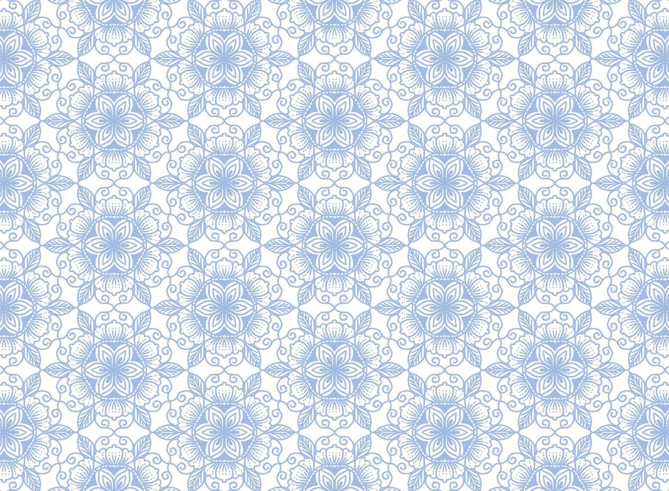 padrão de mandala azul decorativa étnica em fundo branco vetor
