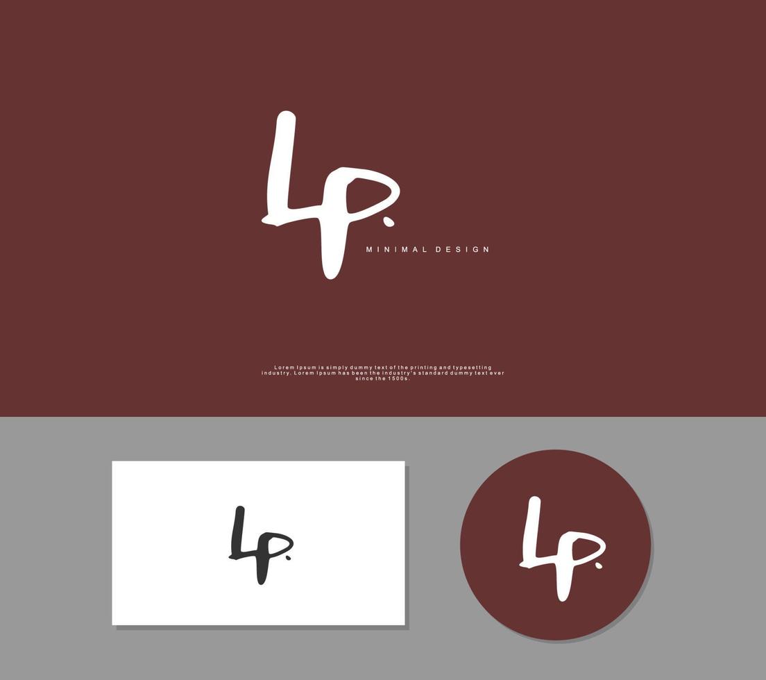 lp manuscrito inicial ou logotipo manuscrito para identidade. logotipo com assinatura e estilo desenhado à mão. vetor