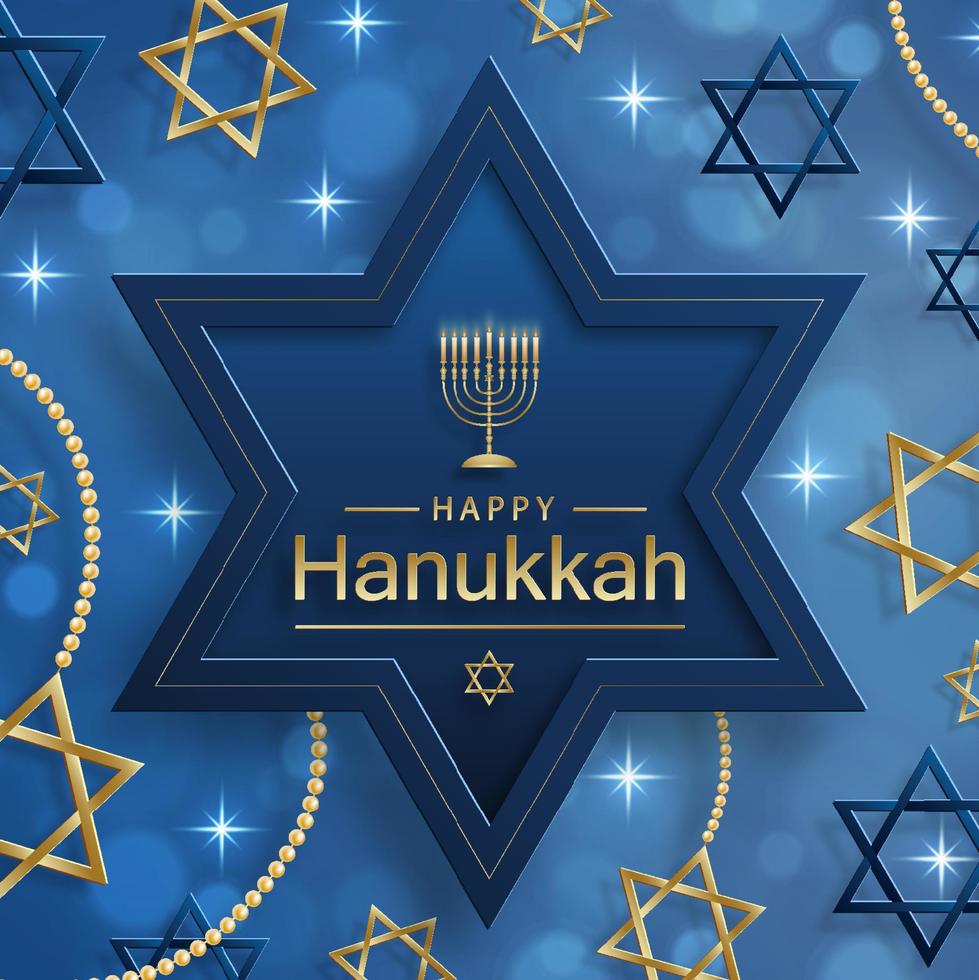 cartão de feliz hanukkah com símbolos agradáveis e criativos na cor de fundo para feriado judaico de hanukkah vetor