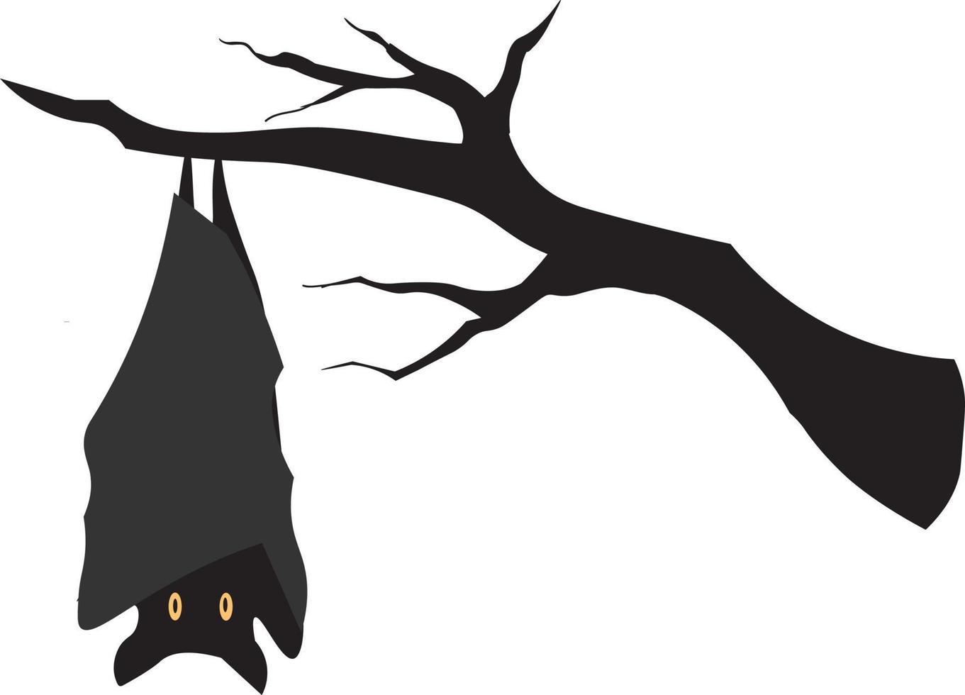 morcego pendurado em um galho de árvore vetor