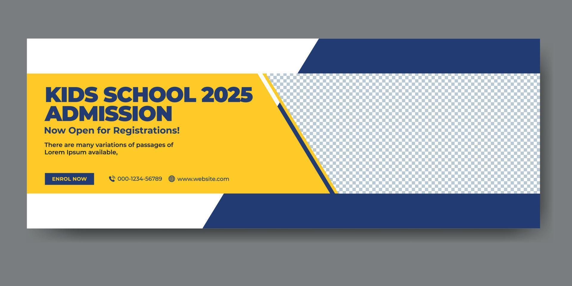capa da web de admissão escolar e modelo de banner vetor