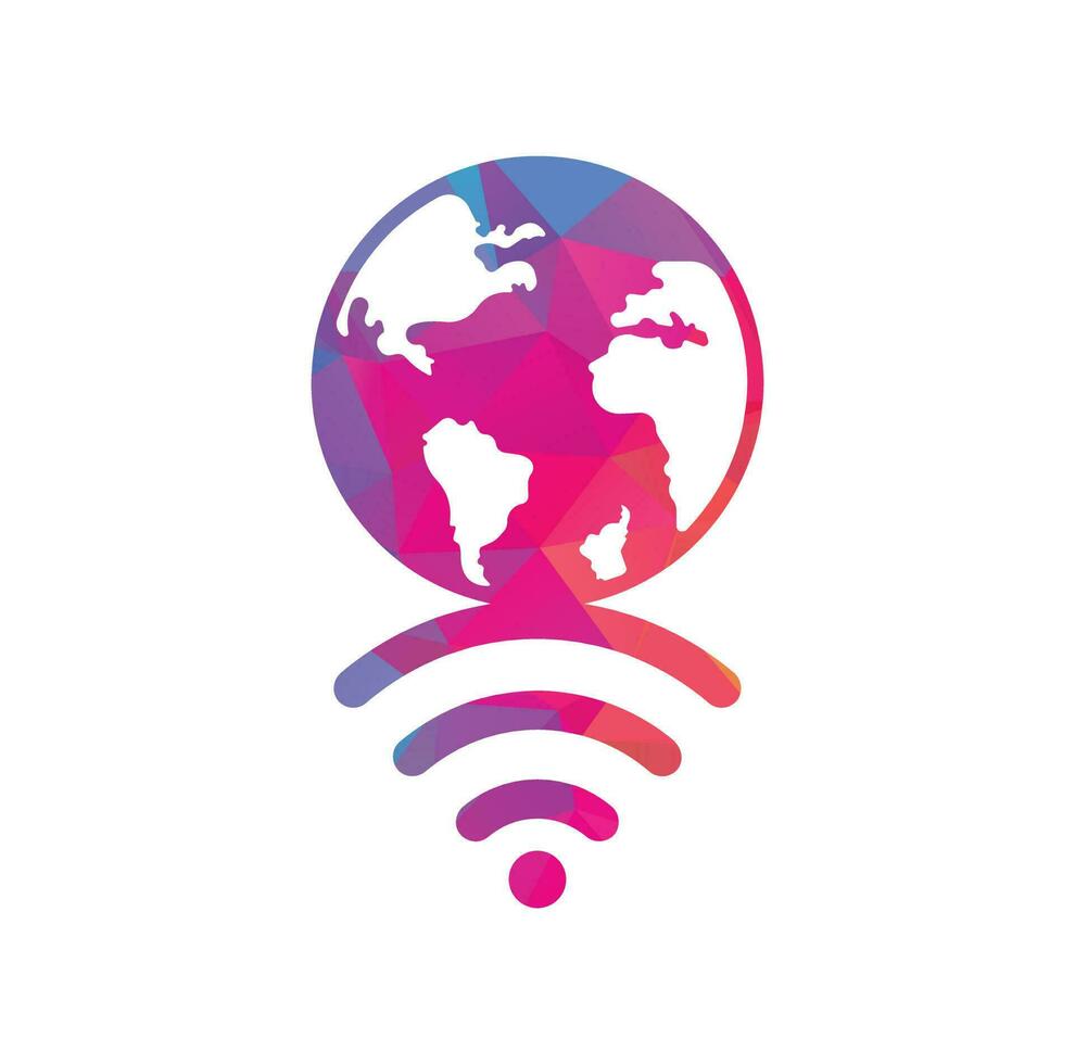 ícone de design do logotipo do globo wifi. modelo de logotipo de vetor de sinal mundial.