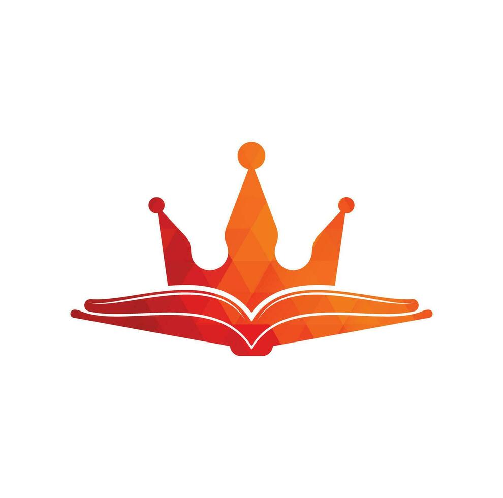 design de modelo de logotipo de vetor de livro rei. livro de vetor e conceito de logotipo da coroa.