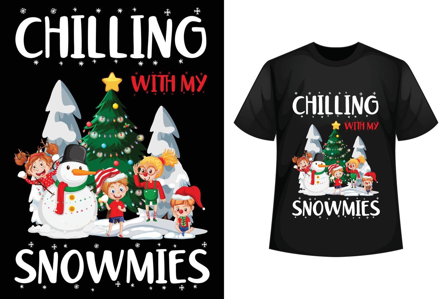 relaxando com meus bonecos de neve - modelo de design de camiseta de natal vetor