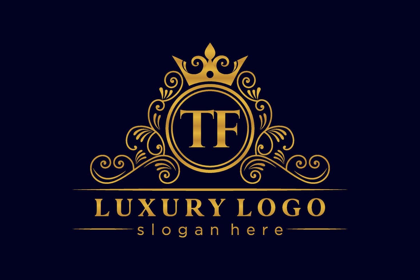 tf letra inicial ouro caligráfico feminino floral mão desenhada monograma heráldico antigo estilo vintage luxo design de logotipo vetor premium