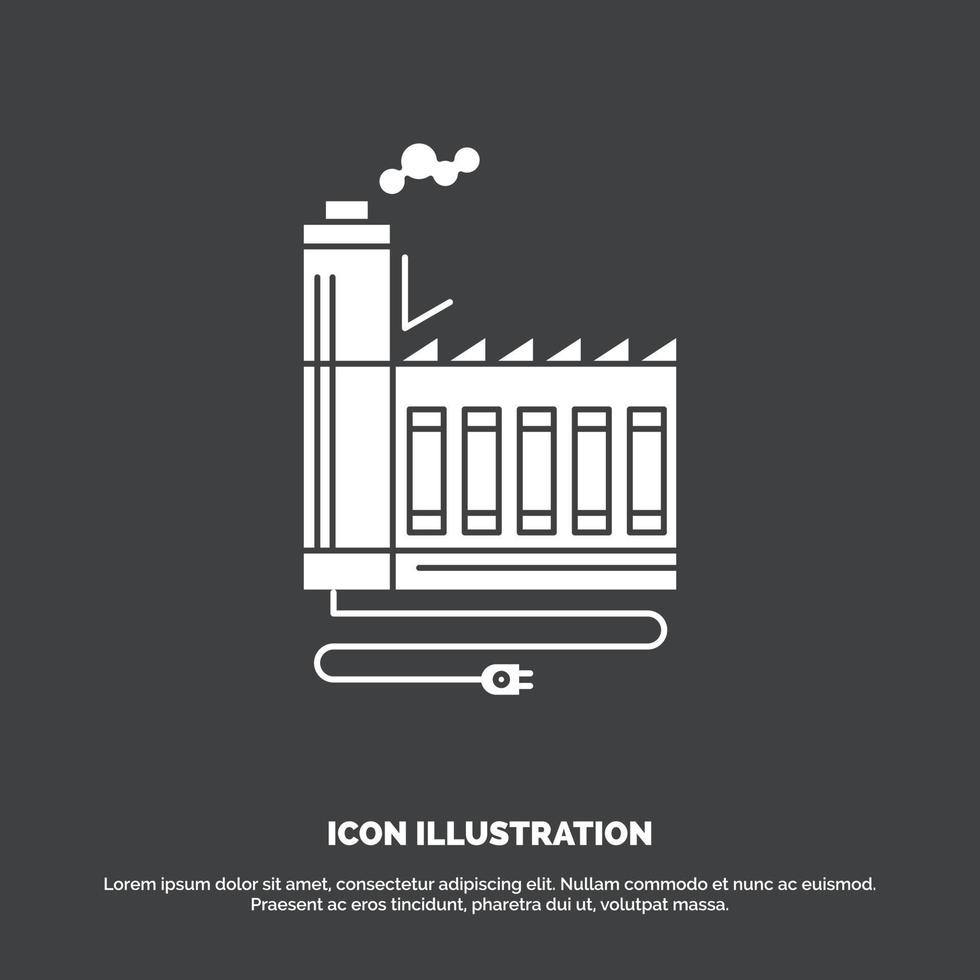 consumo. recurso. energia. fábrica. ícone de fabricação. símbolo de vetor de glifo para ui e ux. site ou aplicativo móvel