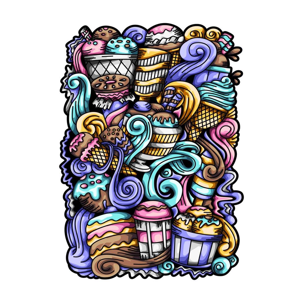 ilustração de design de vetor de doodle de sorvete