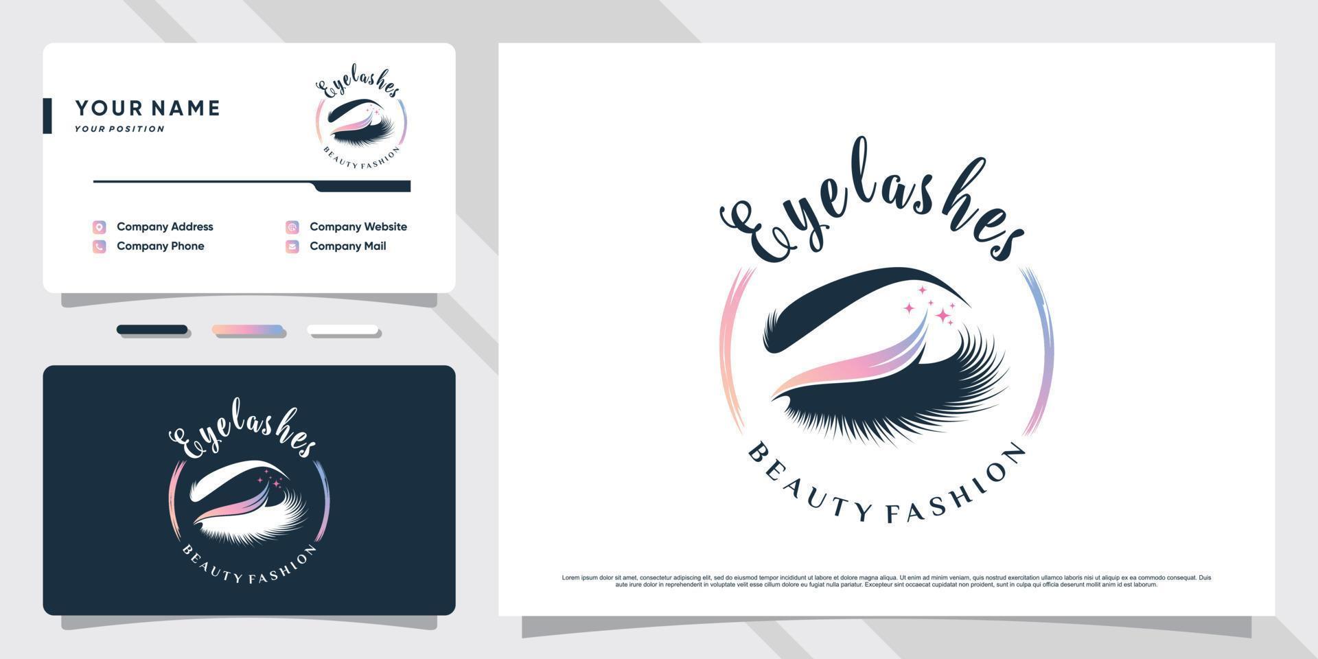 design de logotipo de cílios para estúdio de maquiagem com conceito criativo e modelo de cartão de visita vetor