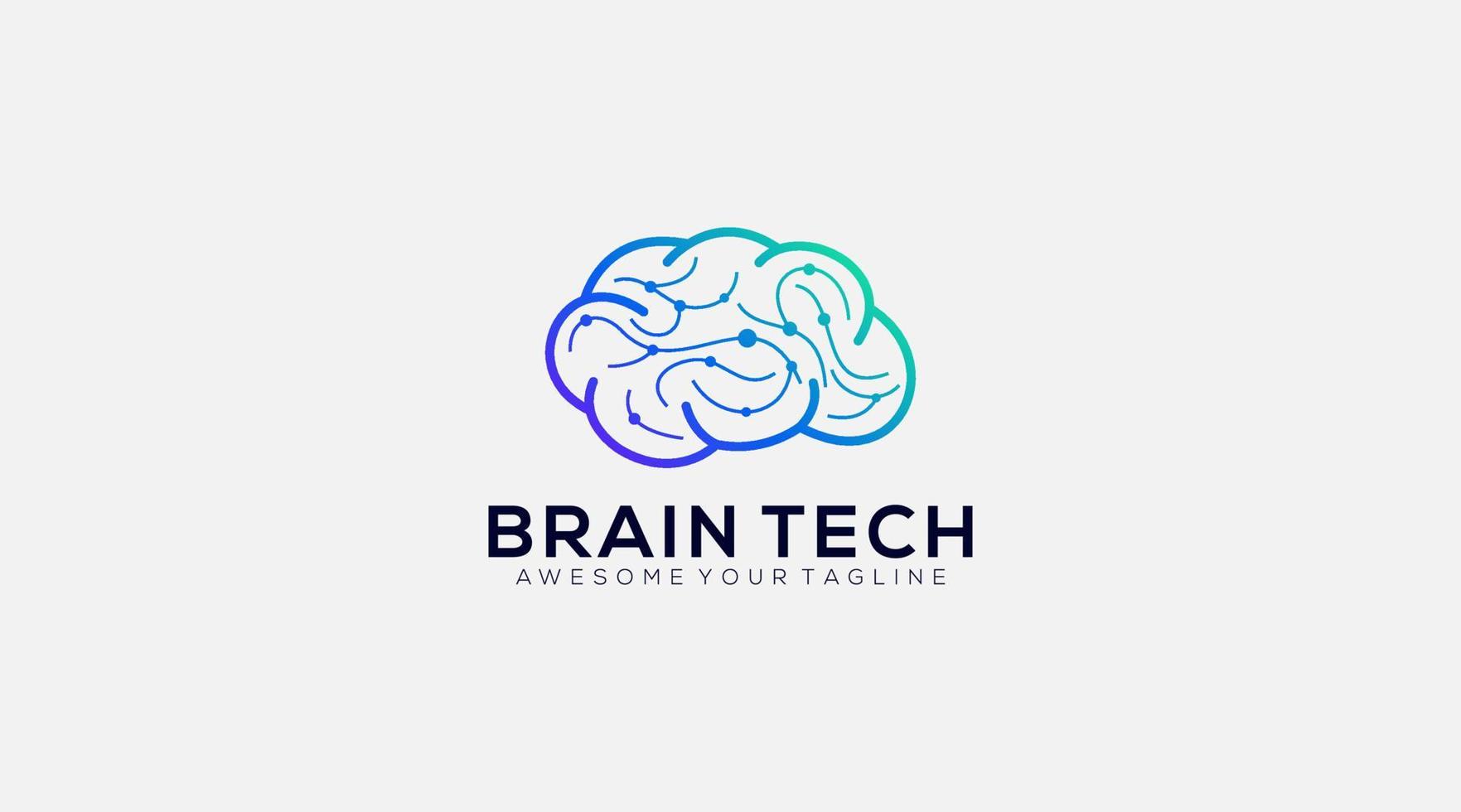 design de vetor de conexão criativa de logotipo de tecnologia cerebral