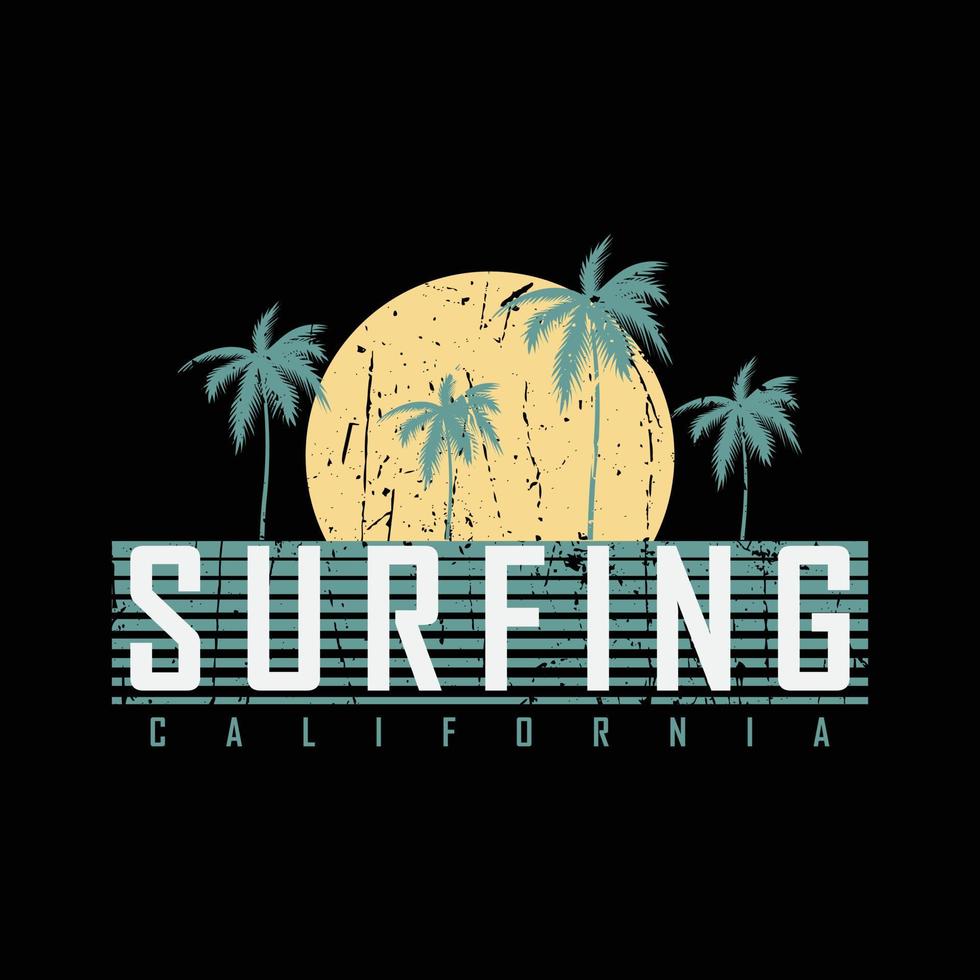 Califórnia surf verão praia ilustração tipografia. perfeito para design de camiseta vetor