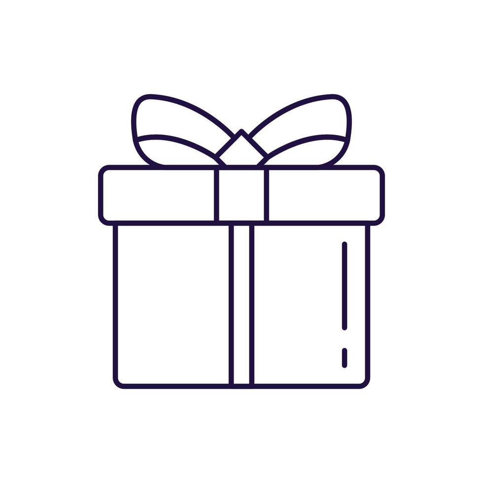 ano novo, natal, conceito de férias. ícone de linha vetorial de giftbox em estilo moderno simples. traço editável para anúncios, sites, lojas, lojas, aplicativos, artigos vetor