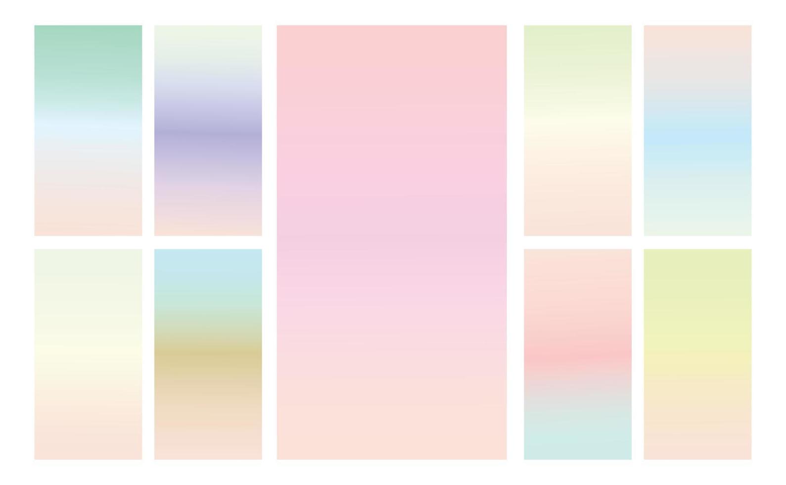 conjunto de fundo gradiente pastel multicolorido. modelo de plano de fundo gradiente pastel suave. gradiente de tela moderna para web vetor