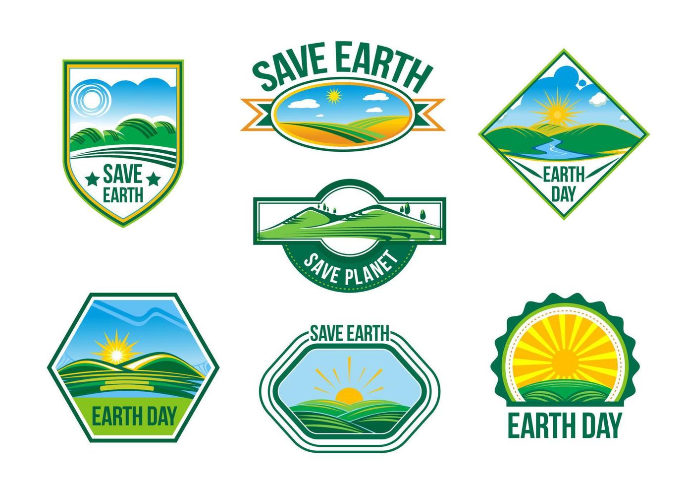 salvar o conjunto de emblemas de ecologia de natureza vector terra