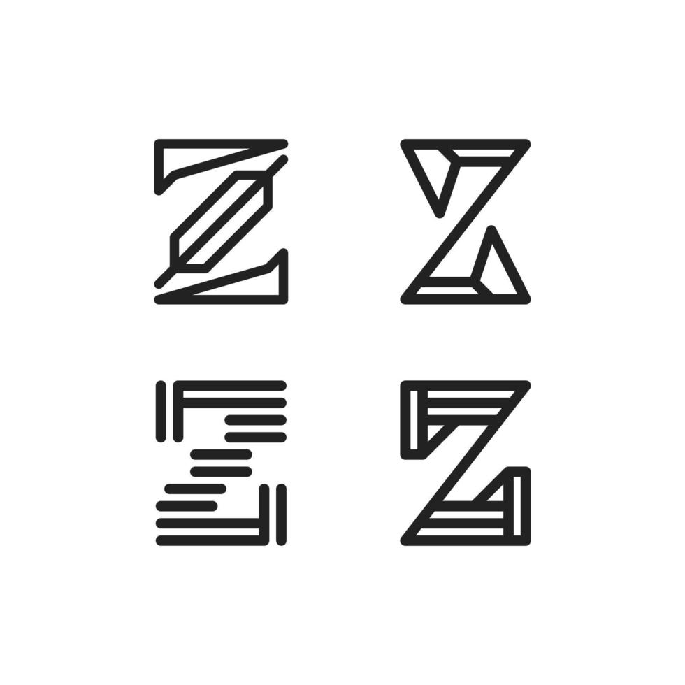 conjunto de designs de logotipo começando com a letra z, adequado para nomes de pessoas ou nomes de empresas vetor