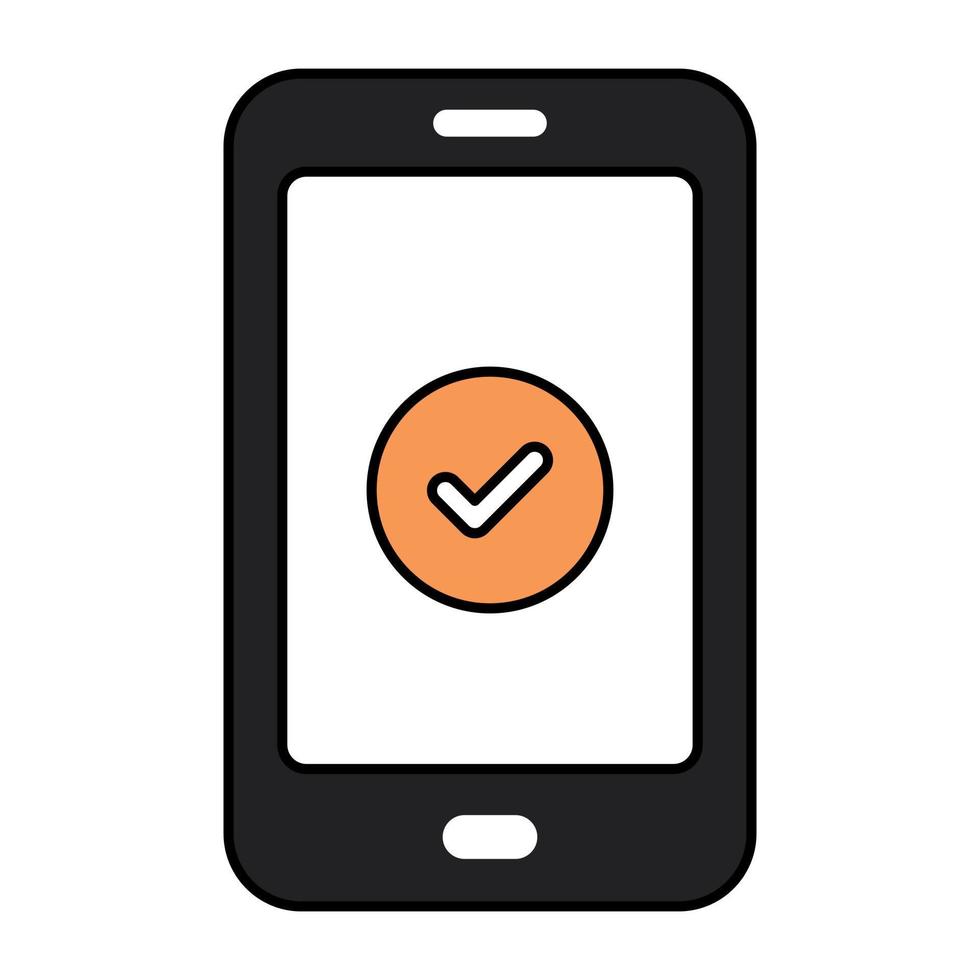 um design de ícone de telefone celular verificado vetor