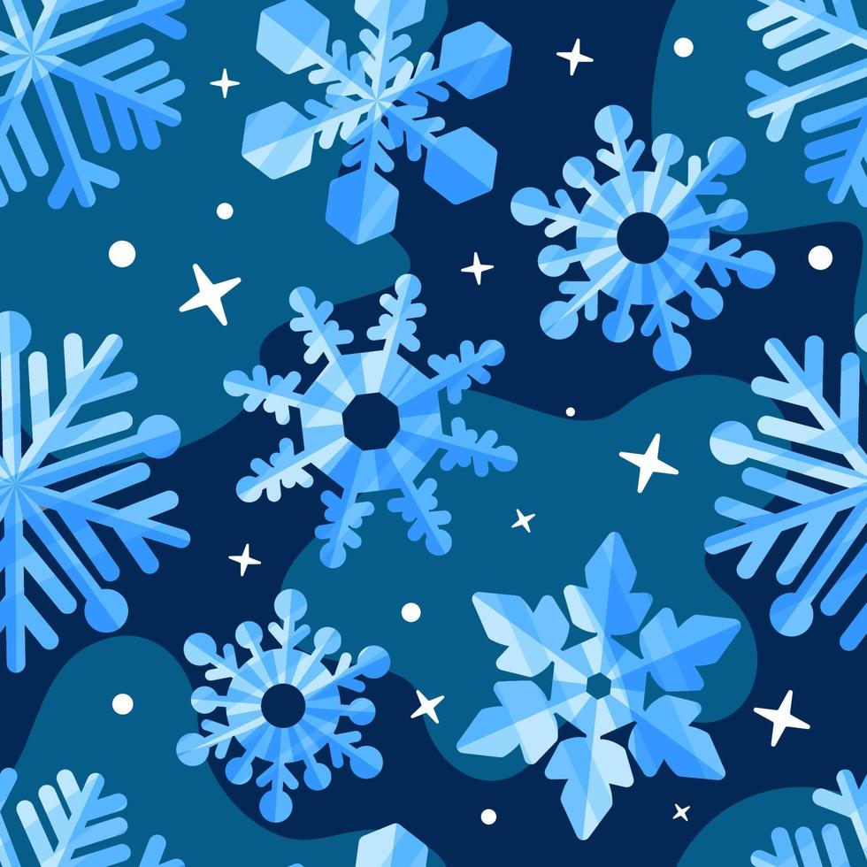 padrão sem costura de flocos de neve azuis vetor