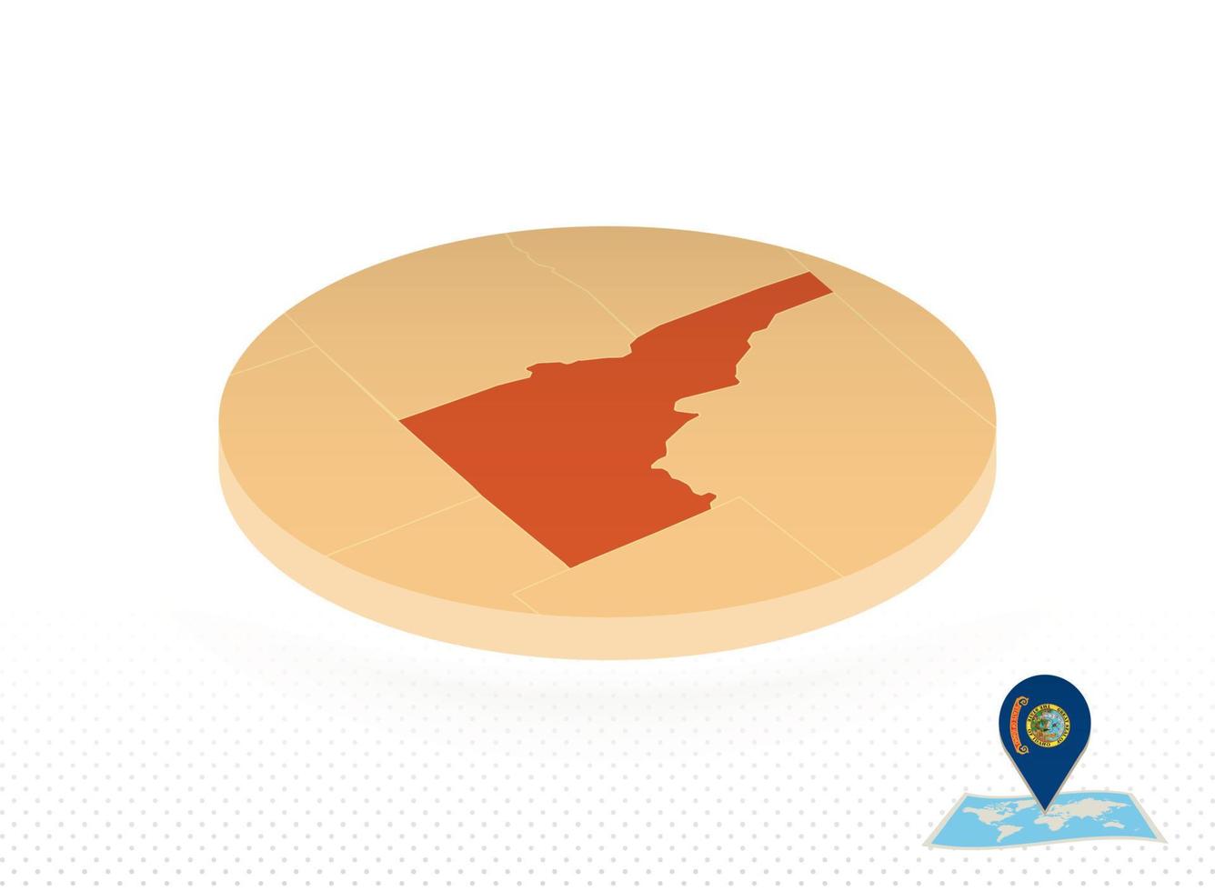 mapa do estado de idaho projetado em estilo isométrico, mapa de círculo laranja. vetor