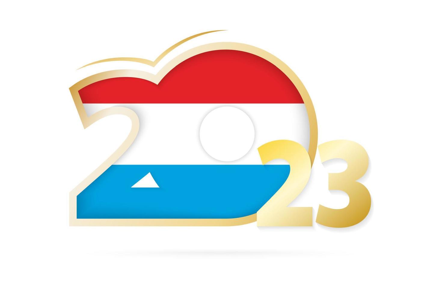 ano 2023 com padrão de bandeira do luxemburgo. vetor