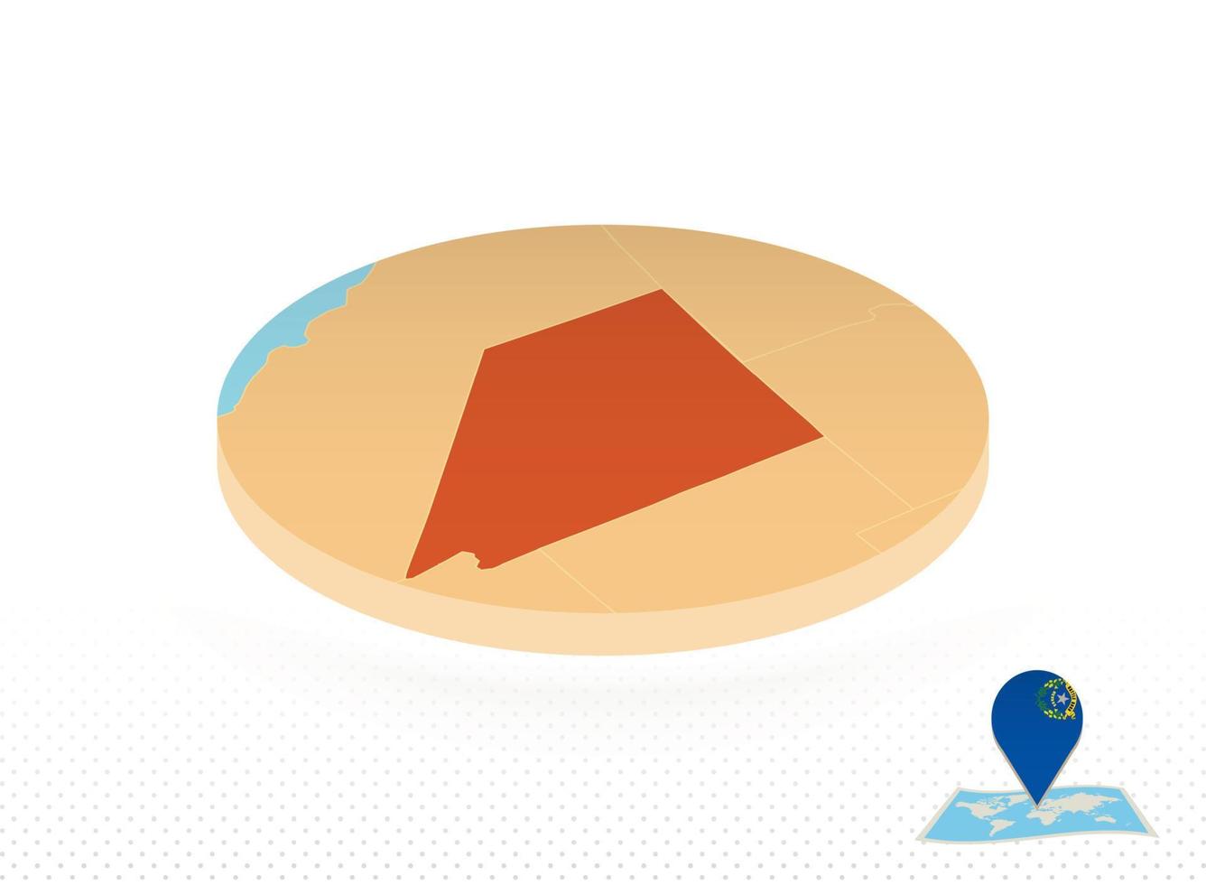 mapa do estado de nevada projetado em estilo isométrico, mapa de círculo laranja. vetor