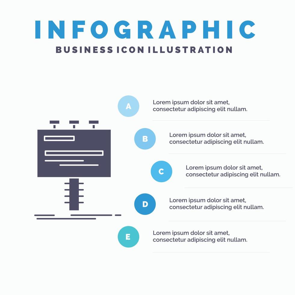 de Anúncios. propaganda. publicidade. Painel publicitário. modelo de infográficos promocionais para site e apresentação. ícone de glifo cinza com ilustração em vetor estilo infográfico azul.