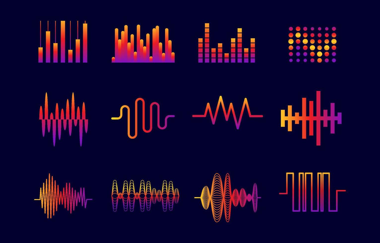 conjunto de ícones de ondas sonoras vetor