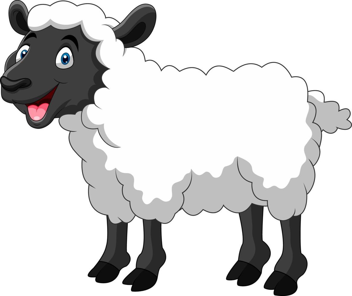 ovelha engraçada dos desenhos animados um sorriso vetor