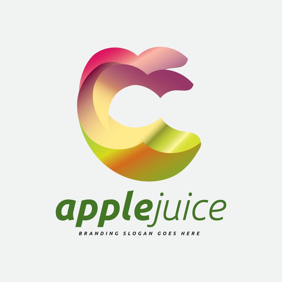 logotipo de suco de frutas de maçã fresca do jardim vetor