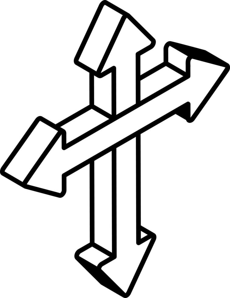 ícone de linha na moda de uma espada vetor