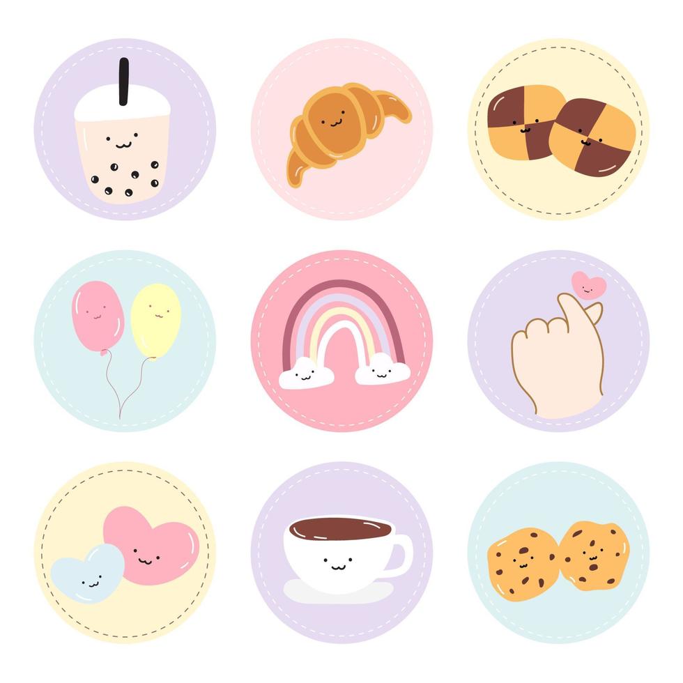 destaques do instagram cobrem fundo icons.white. vetor, ilustração vetor