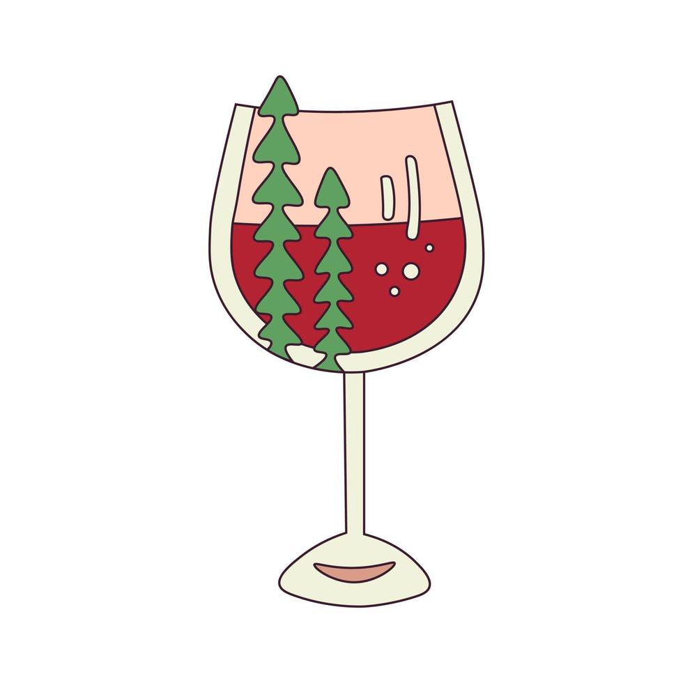 copo de natal de vinho estilo cartoon doodle vetor