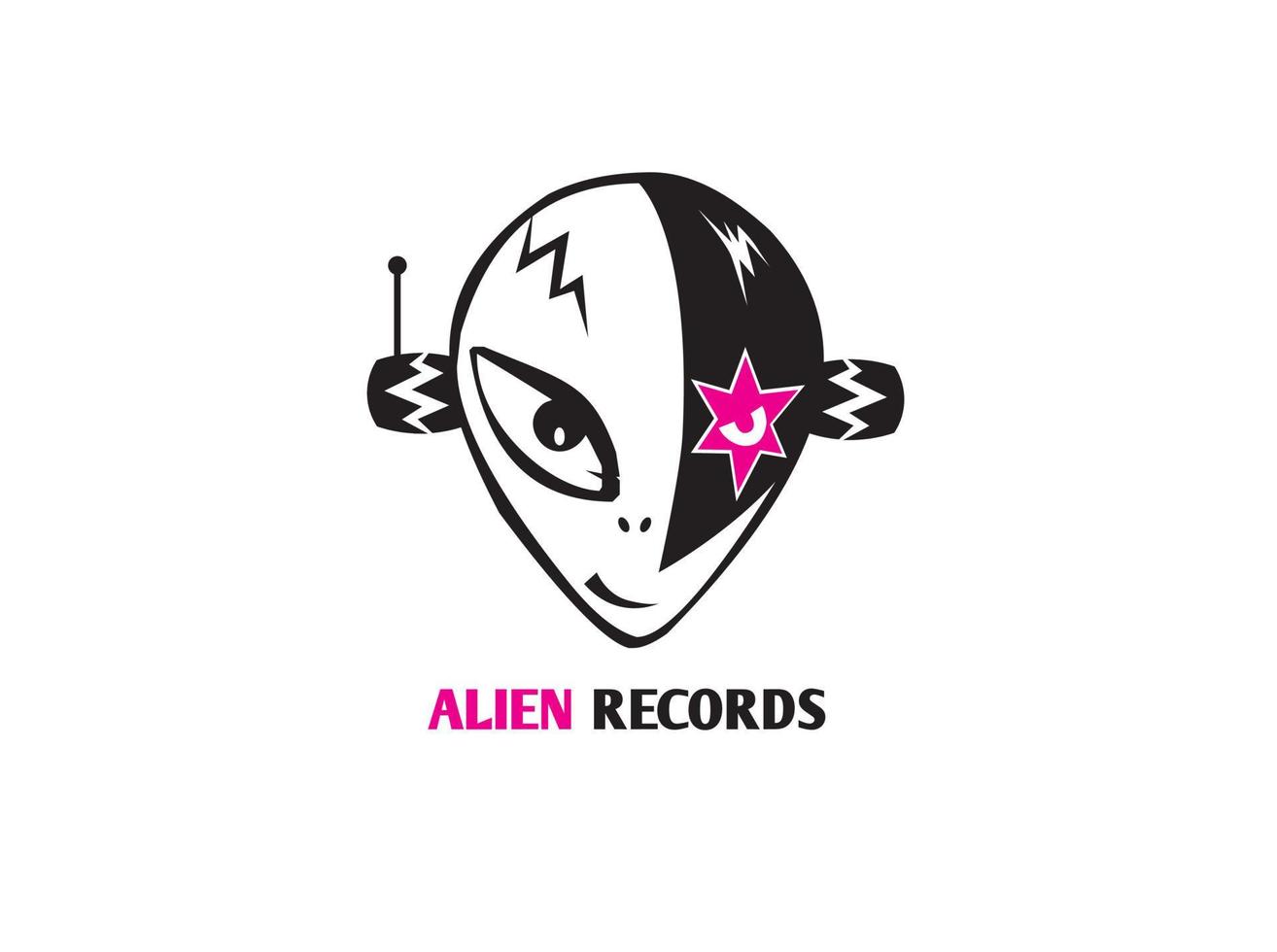 logotipo de dj de registro alienígena vetor