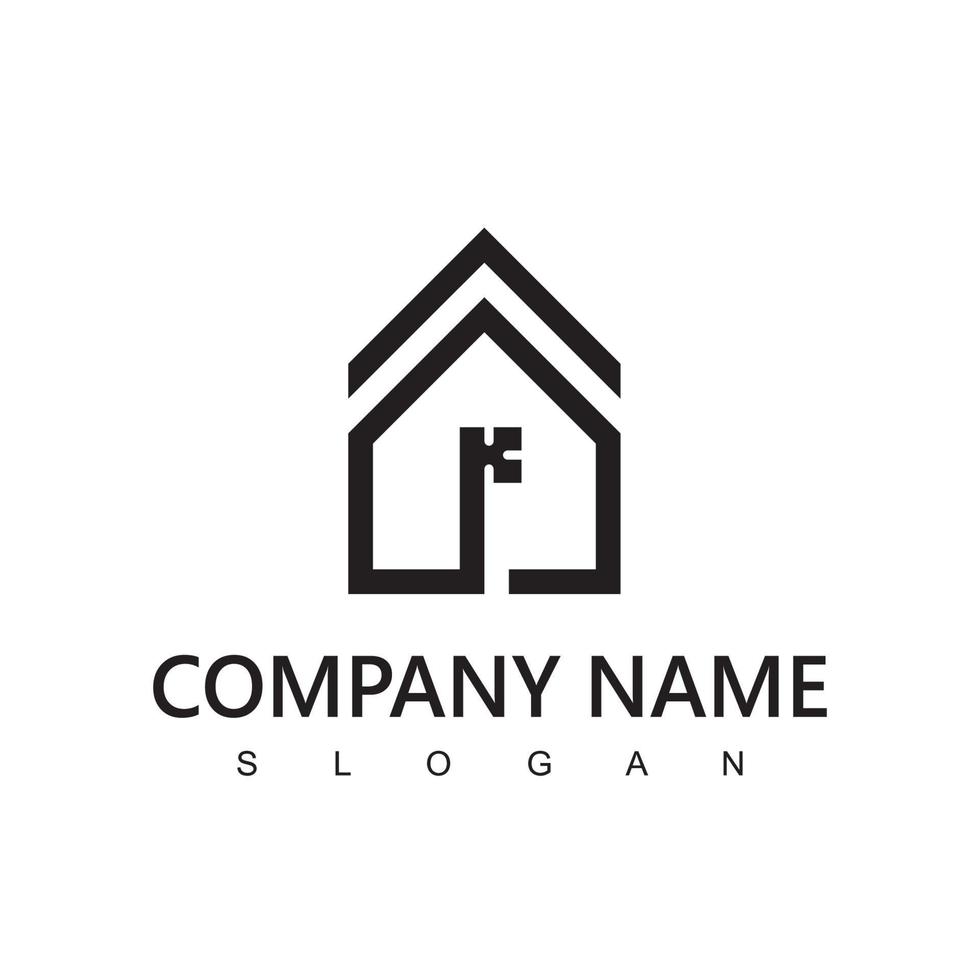 chave logotipo imobiliário e conceito seguro com símbolo chave vetor