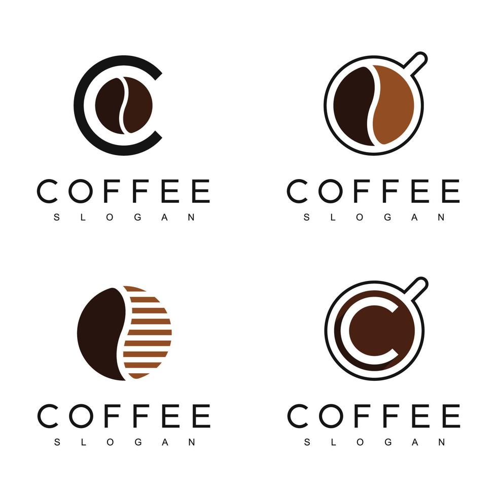 modelo de design de logotipo de café com estilo de conceito vintage. usando o ícone de feijão e caneca de café para café e negócios de café vetor