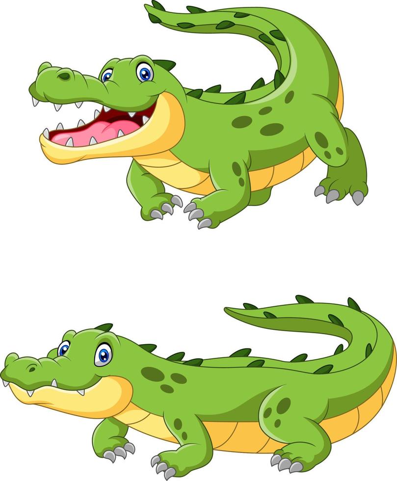 crocodilo de desenho animado feliz está rastejando vetor