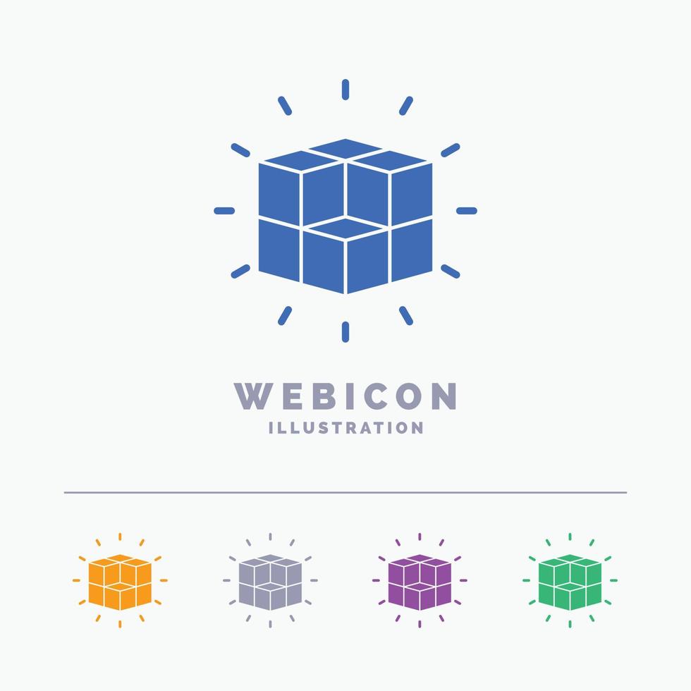 caixa. labirinto. quebra-cabeça. solução. cubo modelo de ícone de web glifo de 5 cores isolado no branco. ilustração vetorial vetor