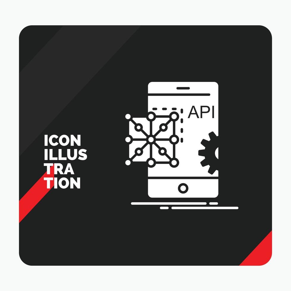 fundo de apresentação criativa vermelho e preto para api. inscrição. codificação. desenvolvimento. ícone de glifo móvel vetor