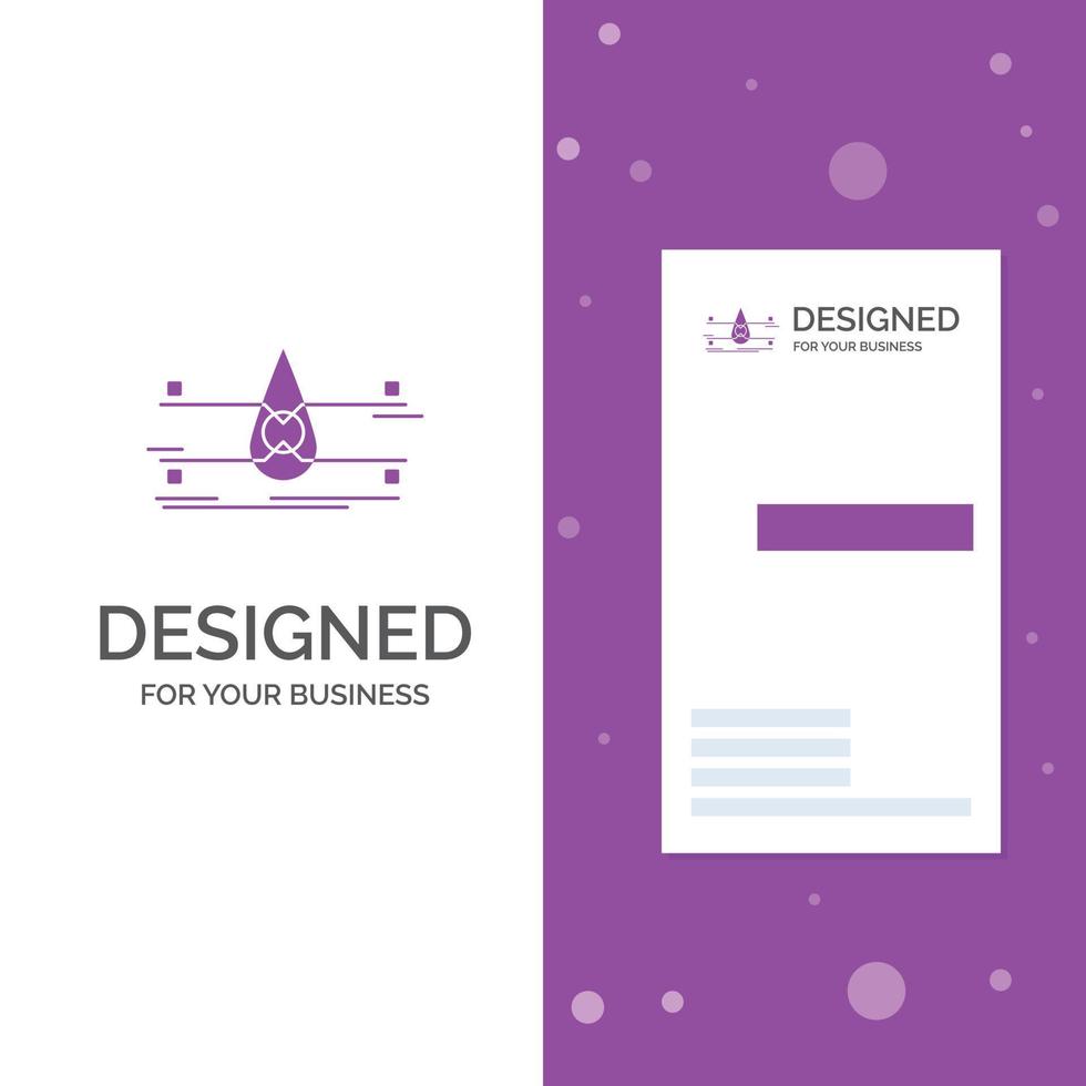 logotipo de negócios para água. monitoramento. limpar. segurança. cidade inteligente. modelo de cartão de .visiting de negócios roxo vertical. ilustração vetorial de fundo criativo vetor