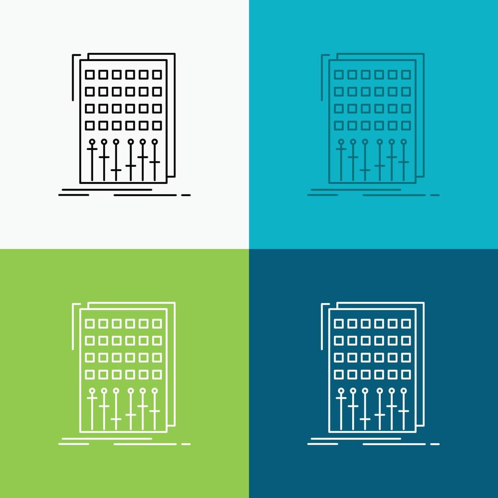 áudio. ao controle. misturar. misturador. ícone de estúdio sobre vários planos de fundo. design de estilo de linha. projetado para web e aplicativo. ilustração vetorial eps 10 vetor