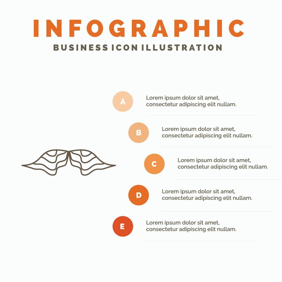 bigode. hipster. moveleiro. macho. modelo de infográficos de homens para site e apresentação. ícone de linha cinza com ilustração vetorial de estilo infográfico laranja vetor