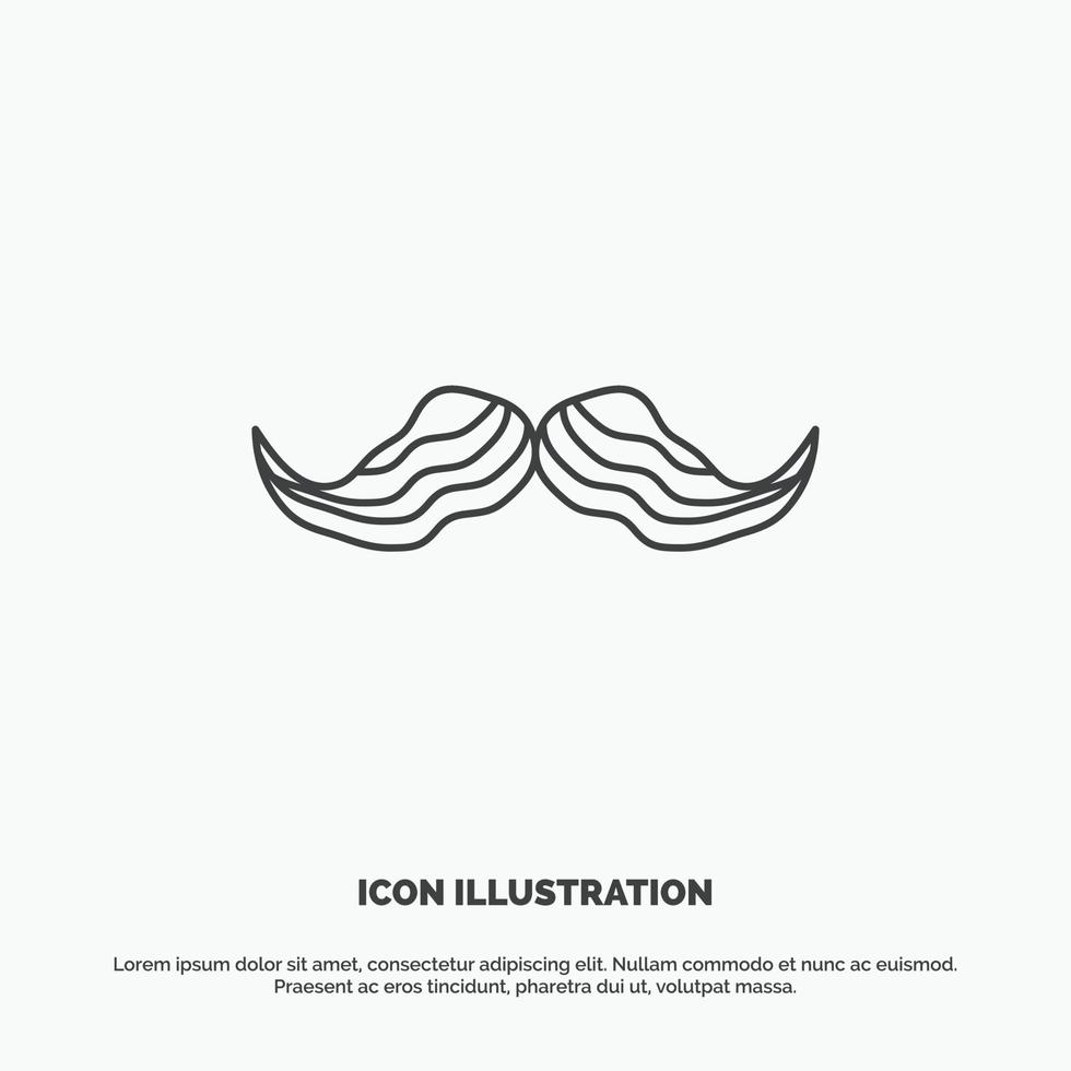 bigode. hipster. moveleiro. macho. ícone de homens. símbolo cinza de vetor de linha para ui e ux. site ou aplicativo móvel